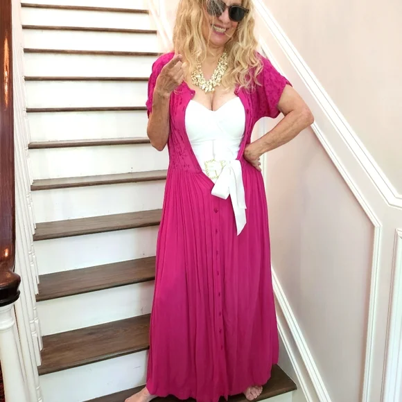 Lord & Taylor | Dresses | Lord Taylor Like New Cleaned Elegant Pink Maxi  Beachsun Dress Medium 45 | Poshmark